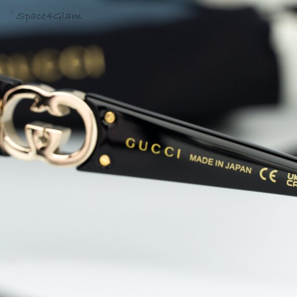 Gucci Women Sunglasses Black Pink Mirror Logo Square GG1692S 006 BRAND NEW